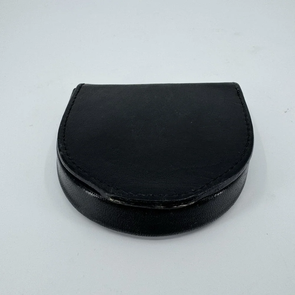 RARE Vintage GIANNI VERSACE, BLACK Leather Coin Purse Men's Wallet Made In Italy